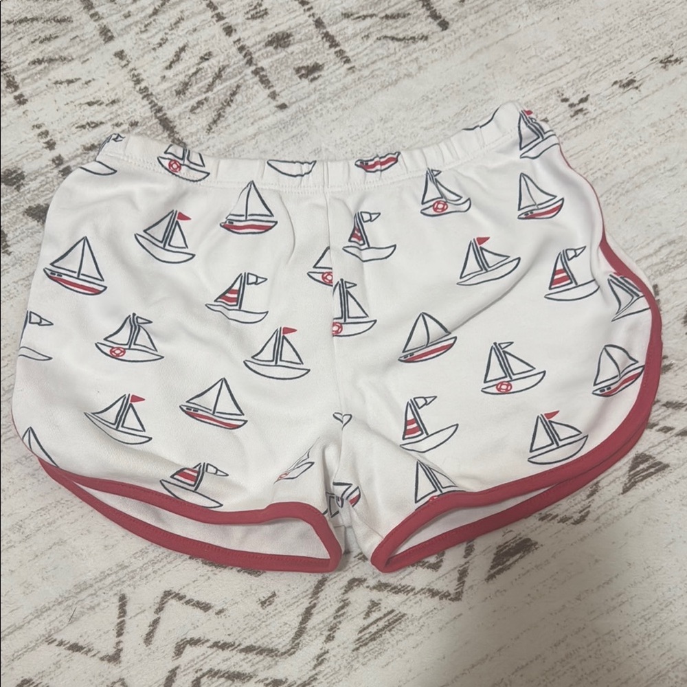 The Beaufort Bonnet Company White and Red Sailboat Print Shorts